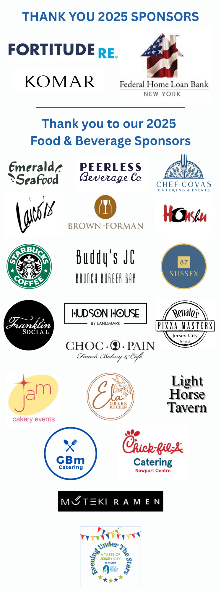 2025 Evening Under the Stars Sponsors - Thank You!